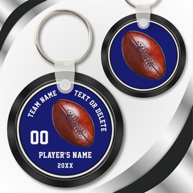 Porte-clés Cadeaux d'équipe de football bon marché, personnal (Cheap Personalized, Football Party Favors. Blue, Black and White, Personalized Football Team Gifts.)