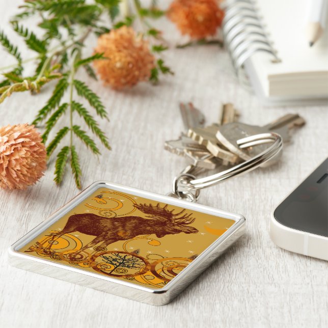 Porte-clés Cadeaux d'orignaux vintages (Côté)