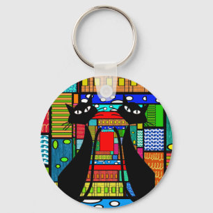Porte-clés Cadeaux lunatiques d'art de chat