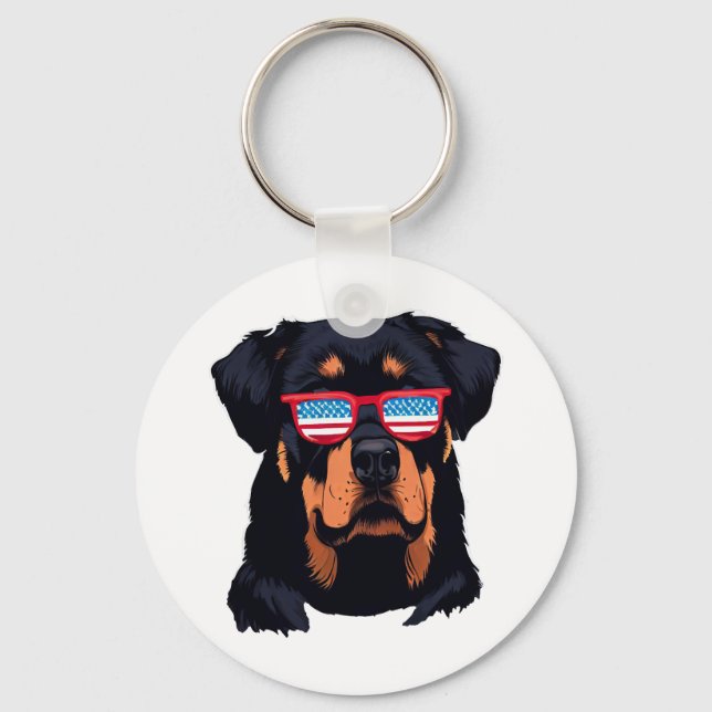 Porte-clés Cadeaux Rottweiler amoureux (Recto)