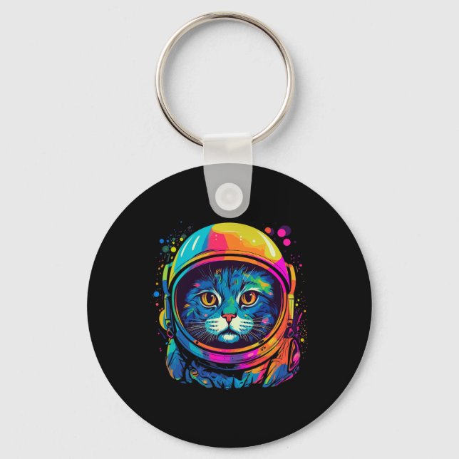 Porte-clés Cadeaux spatiaux Chat Maman Chat Papa Homme Femmes (Recto)