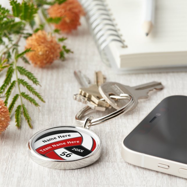 Porte-clés Cadeaux supérieurs de volleyball sur mesure rouge, (Côté)