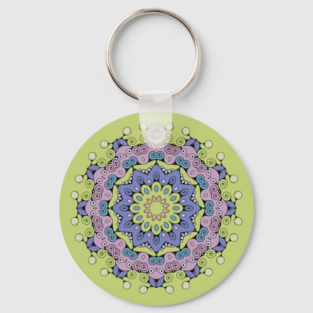 Porte-clés Cadran de Montre Mandala Peint à la Main 2 (Recto)