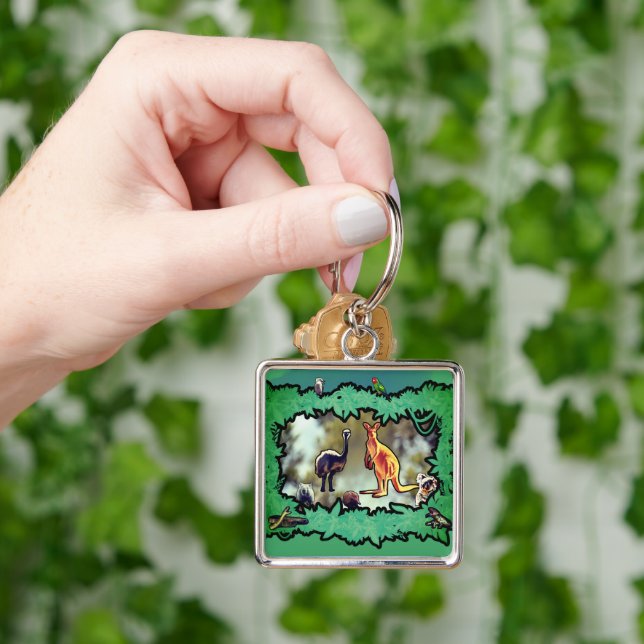 Porte-clés Cadre de broussailles de la faune australienne (main)