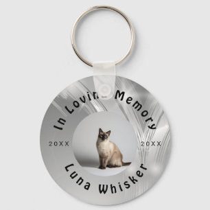 Porte-clés Cadre de cercle d'art photo de chat mémorable