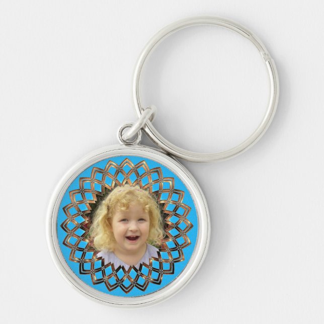 Porte-clés Cadre doré pour votre photo (Devant)