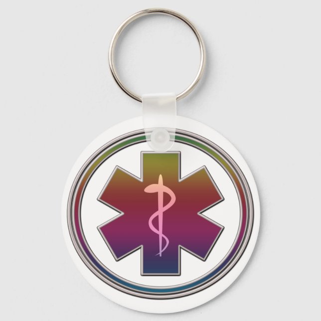 Porte-clés Caducée colorée (Recto)