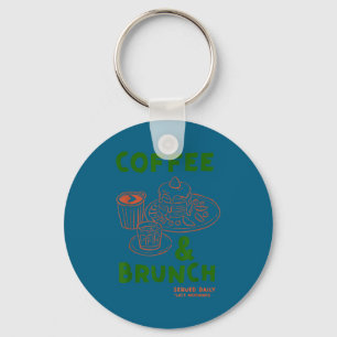 Porte-clés Café & brunch servis tous les jours humour caf