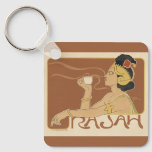 Porte-clés Café Art Nouveau vintage Rajah, dame avec café