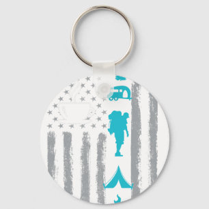 Porte-clés café camping- Drapeau américain vintage USA pour c