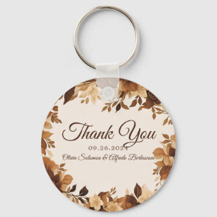 Porte-clés Café & Crème Automne Floral Thème Mariage inviter