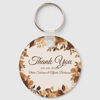 Porte-clés Café & Crème Automne Floral Thème Mariage inviter