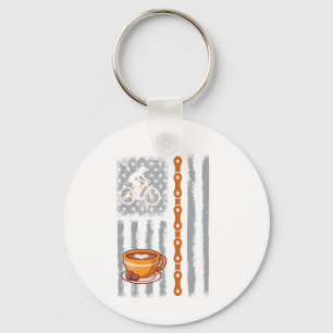 Porte-clés café cyclage- Drapeau américain vintage USA pour c
