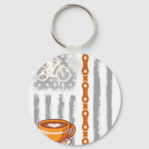 Porte-clés café cyclage- Drapeau américain vintage USA pour c