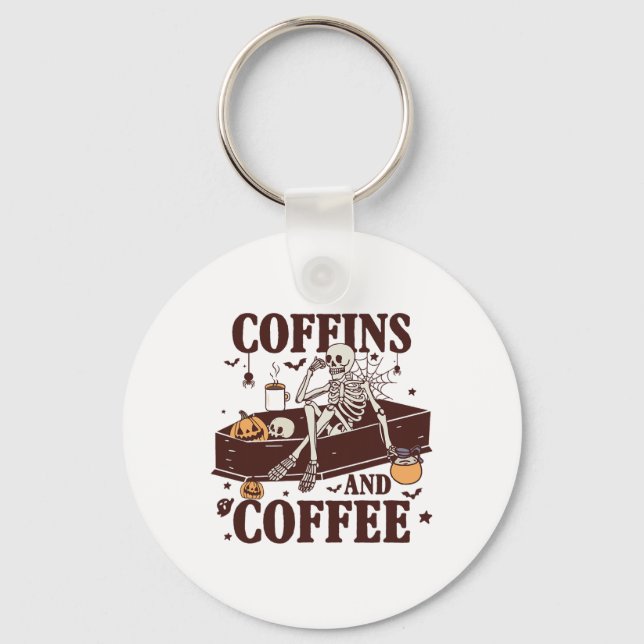 Porte-clés Café Et Café Drôle Skeleton Halloween (Recto)