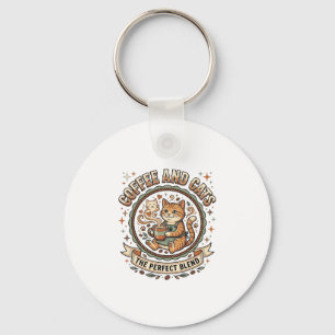 Porte-clés Café Et Chats Chat Café Vintage Vecteur Art T-Shir