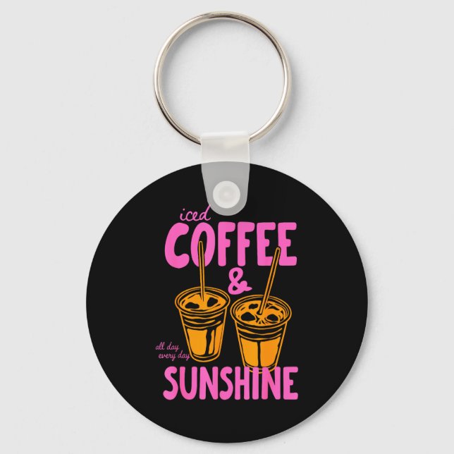 Porte-clés Café glacé et soleil plage hawaii été (Recto)