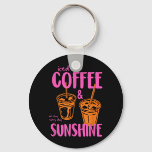 Porte-clés Café glacé rétro et été amateur de café Sunshine