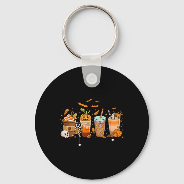 Porte-clés Café Latte Halloween Thanksgiving Automne Citrouil (Recto)