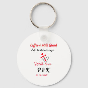 Porte-clés Café & mélange de lait couple de café cœur rouge n