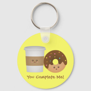 Porte-clés Café mignon et beignet, Tu me complètes