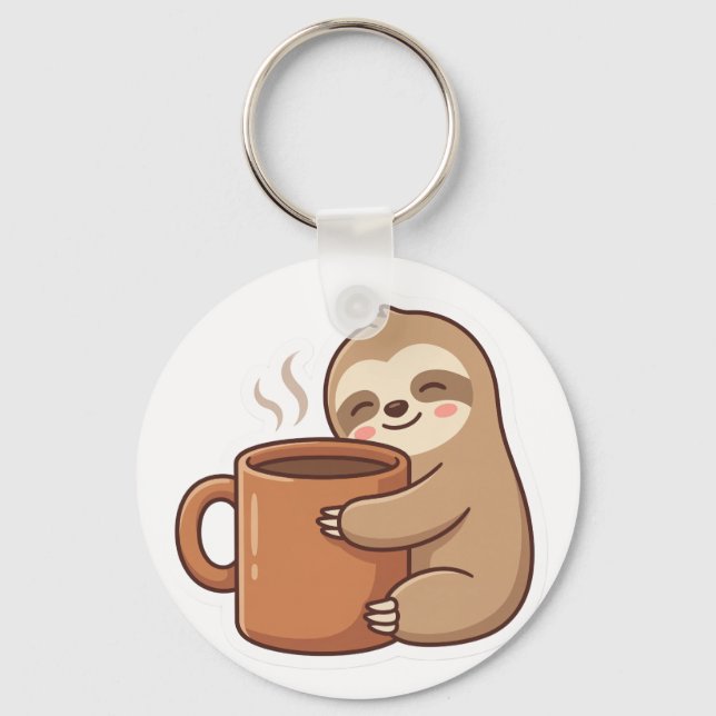 Porte-clés Café Paresseux Adorable | Accessoire de (Recto)