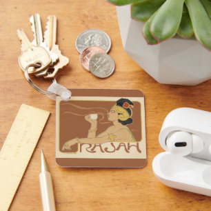 Porte-clés Café Rajah Art Nouveau vintage, Dame avec café