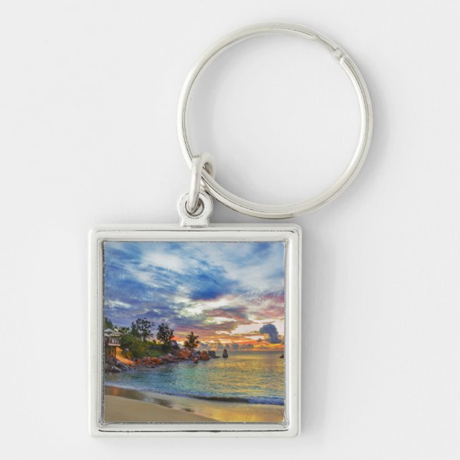 Porte-clés Café sur la plage tropicale au coucher du soleil (Devant)