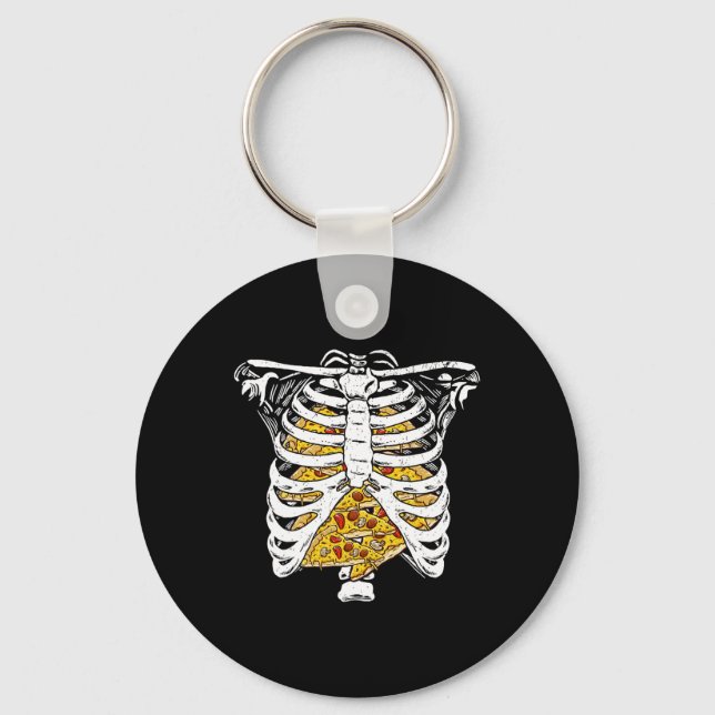 Porte-clés Cage thoracique de squelette avec pizzas Joyeux Ha (Recto)