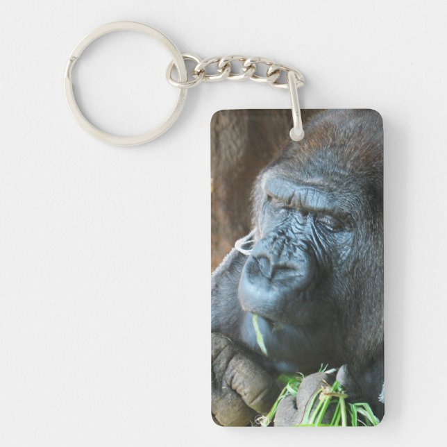 Porte-clés Cagoule de singe ~ Gorille japonais qui mange (Devant)