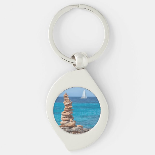 Porte-clés Cairn à la mer Méditerranée (Devant)