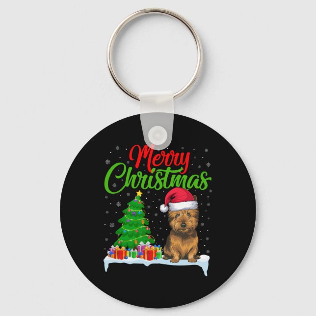 Porte-clés Cairn Terrier Chien Noël Lumières des arbres de No (Recto)