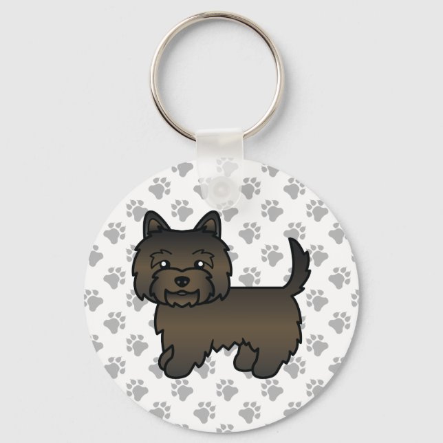 Porte-clés Cairn Terrier Tacheture Foncé Chien de Dessin Anim (Recto)