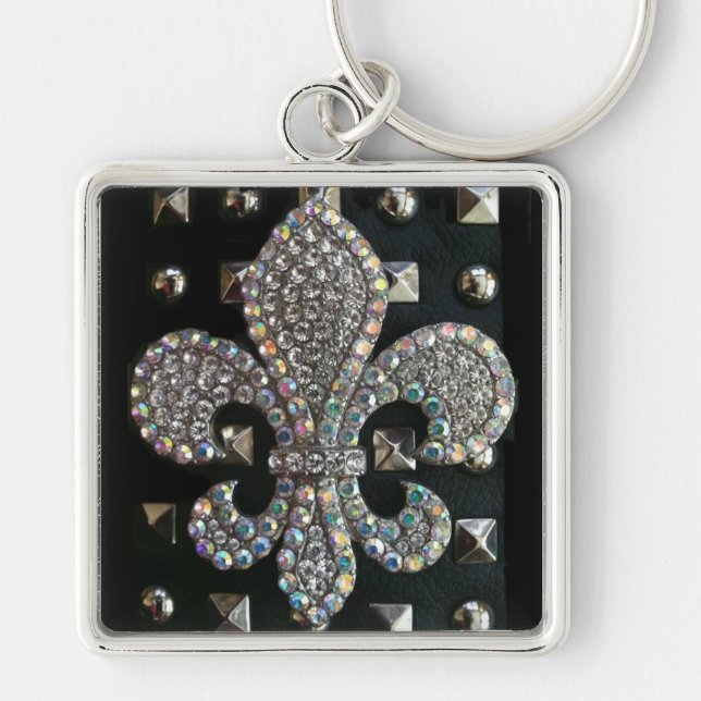 Porte-clés Caisse cloutée d'impression de fleur de lis (Devant)