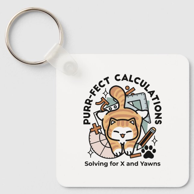 Porte-clés Calculs Parfaits – Création de chat de maths drôle (Recto)