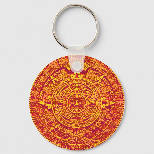 Porte-clés Calendrier aztèque - or (Recto)