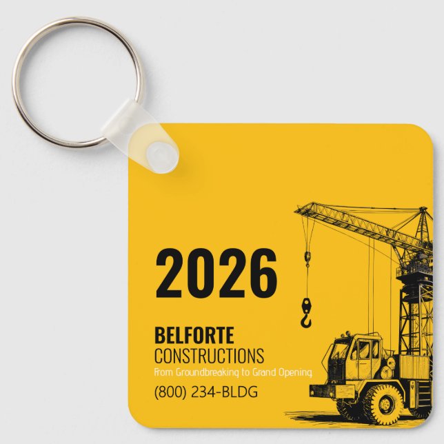 Porte-clés Calendrier de construction | Grue jaune et noire (Recto)