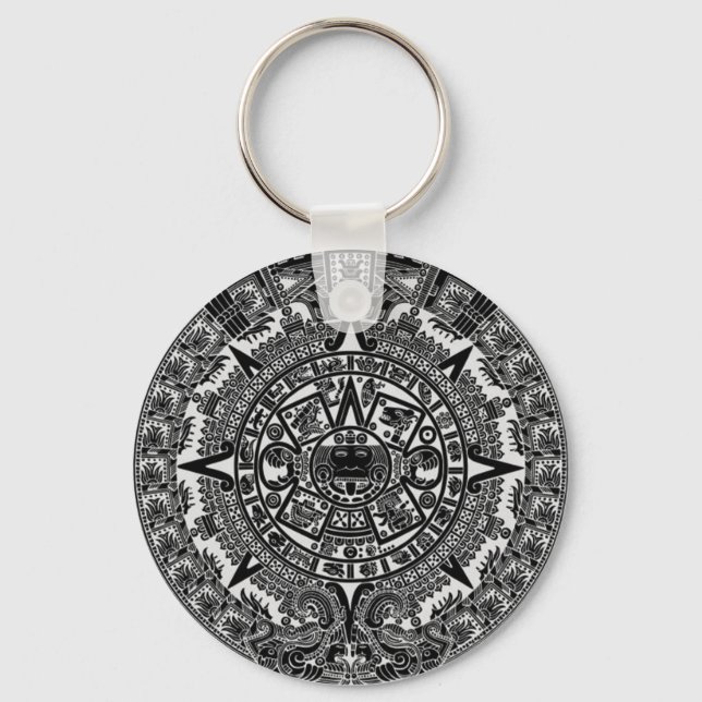 Porte-clés Calendrier Mayan Aztec (noir) 21 décembre 2012 (Recto)