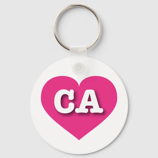 Porte-clés Californie Hot Pink Heart - J'aime CA (Recto)