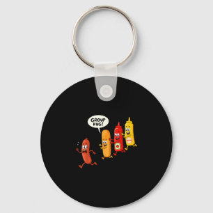 Porte-clés Câlins de groupe saucisse petit pain ketchup mouta