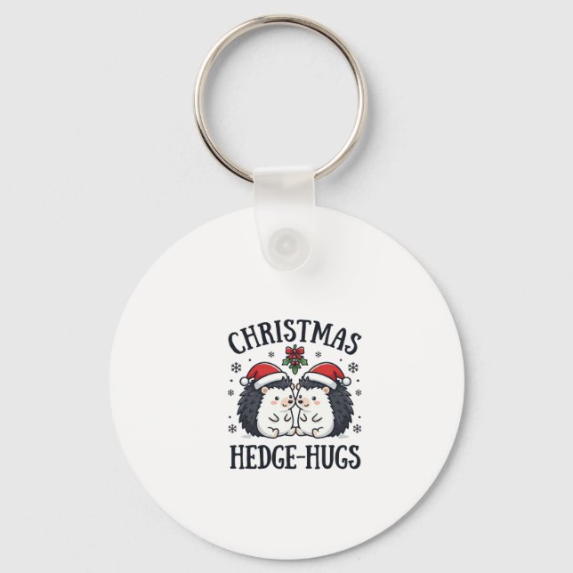 Porte-clés Calins de Noël de hérisson mignon Design de vacanc (Recto)