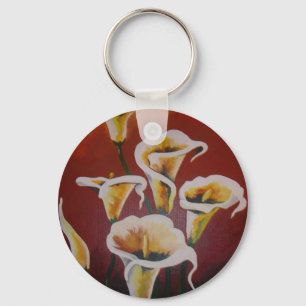 Porte-clés Calla Blanche Lit Des Fleurs De Coupe Artistique S