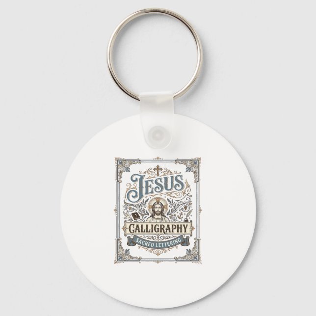 Porte-clés Calligraphie de Jésus Lettrage sacré Calligraphie  (Recto)
