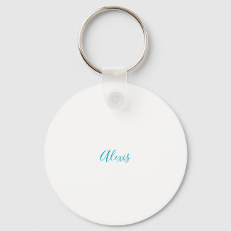 Porte-clés Calligraphie de nom Script Plain Simple Blanc Bleu