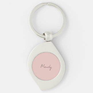 Porte-clés Calligraphie Élégant Rose Or Plaine Nom simple