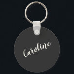 Porte-clés Calligraphie minimaliste noire Nom personnalisé<br><div class="desc">Calligraphie minimaliste Nom personnalisé Porte - clé en noir</div>