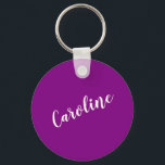 Porte-clés Calligraphie minimaliste violet Nom personnalisé<br><div class="desc">Calligraphie minimaliste Nom personnalisé Porte - clé en violet violet</div>