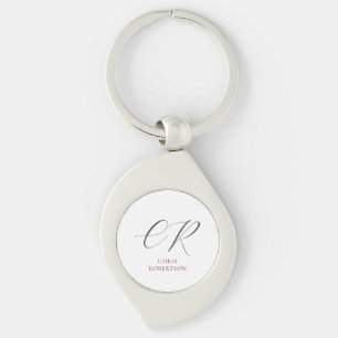 Porte-clés Calligraphie Monogramme Nom Black White Cadeau per