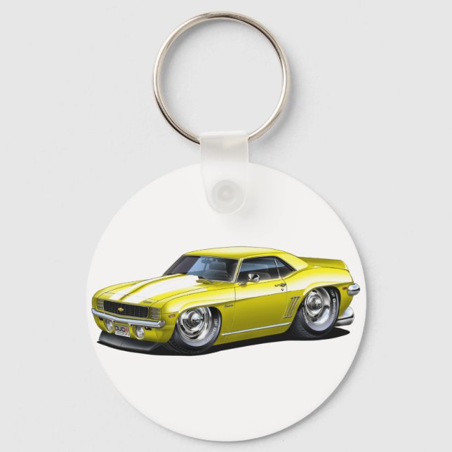 Porte-clés Camaro jaune-blanc 1969 (Recto)