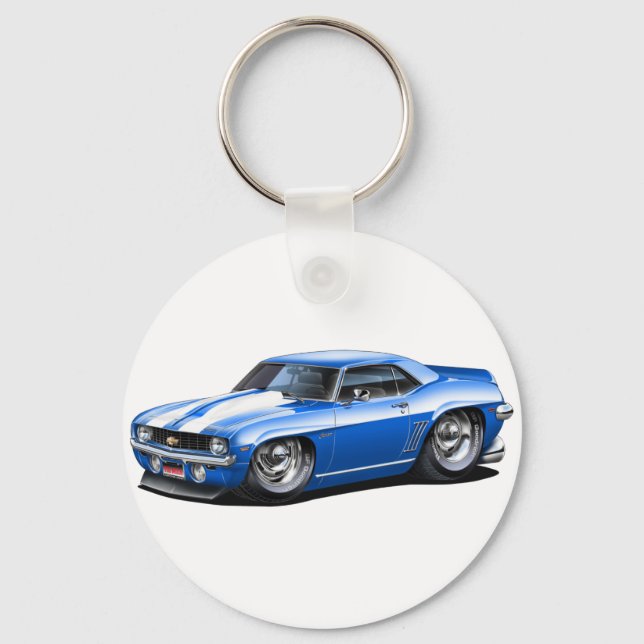 Porte-clés Camaro SS bleu-blanc 1969 (Recto)